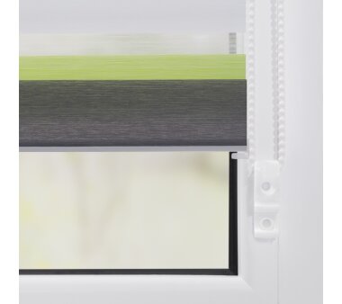 Lichtblick Duo-Rollo Klemmfix, ohne Bohren - grün-grau-anthrazit, BxH 45x150 cm