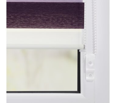 Lichtblick Duo-Rollo Klemmfix, ohne Bohren - violett-lila-weiß, BxH 80x200 cm